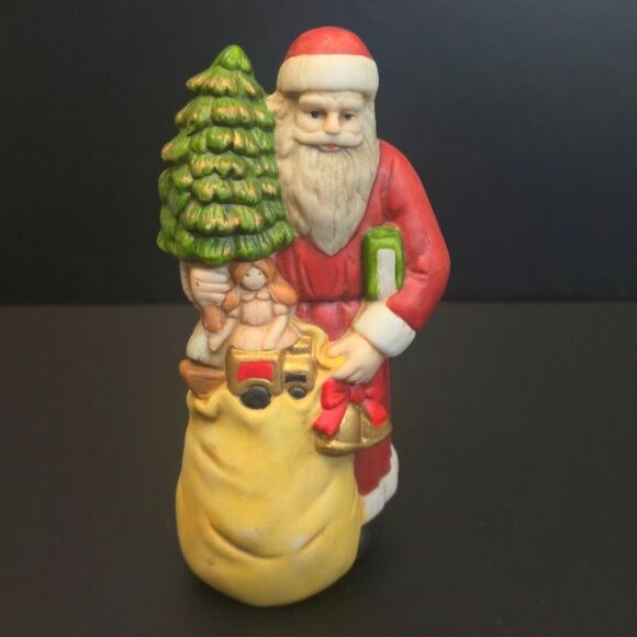 Vintage Collectible Santa Figurine Porcelain Christmas Naughty Nice list toy bag - Picture 2 of 12